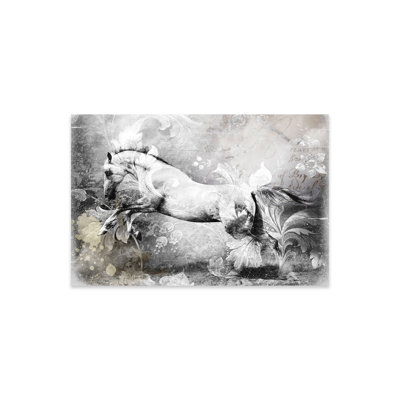 White Horse Print On Acrylic Glass