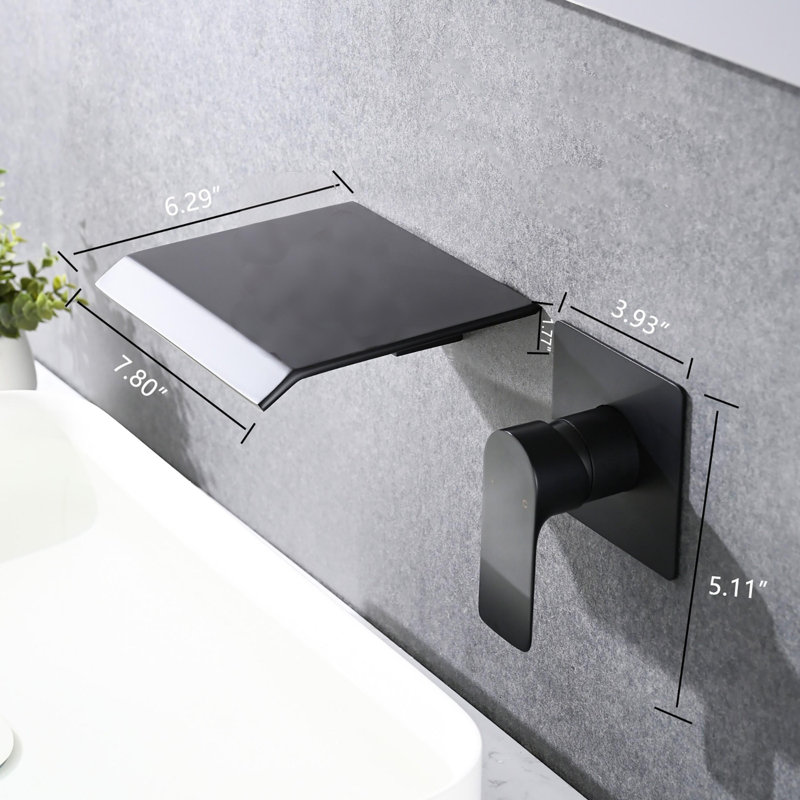 Wall Mount Bathtub Faucet Single Handle Modern Bathroom Sink Faucet With Rough In Valve High Flow Filler Waterfall Tub Spout
