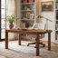 Bureau de direction ovale en bois 63 po, bureau d'ordinateur en bois massif Farmhouse