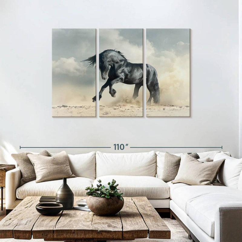Brampt Powerful Black Stallion, 48" H x 74" W