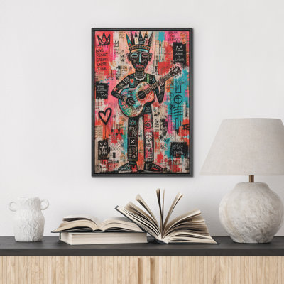 Graffiti Guitar Player Urban Pop Art Framed Canvas Master Bedroom Wall Art Work Print