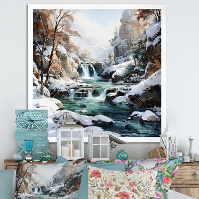 «Waterfall Charm In Winter II», reproduction sur toile