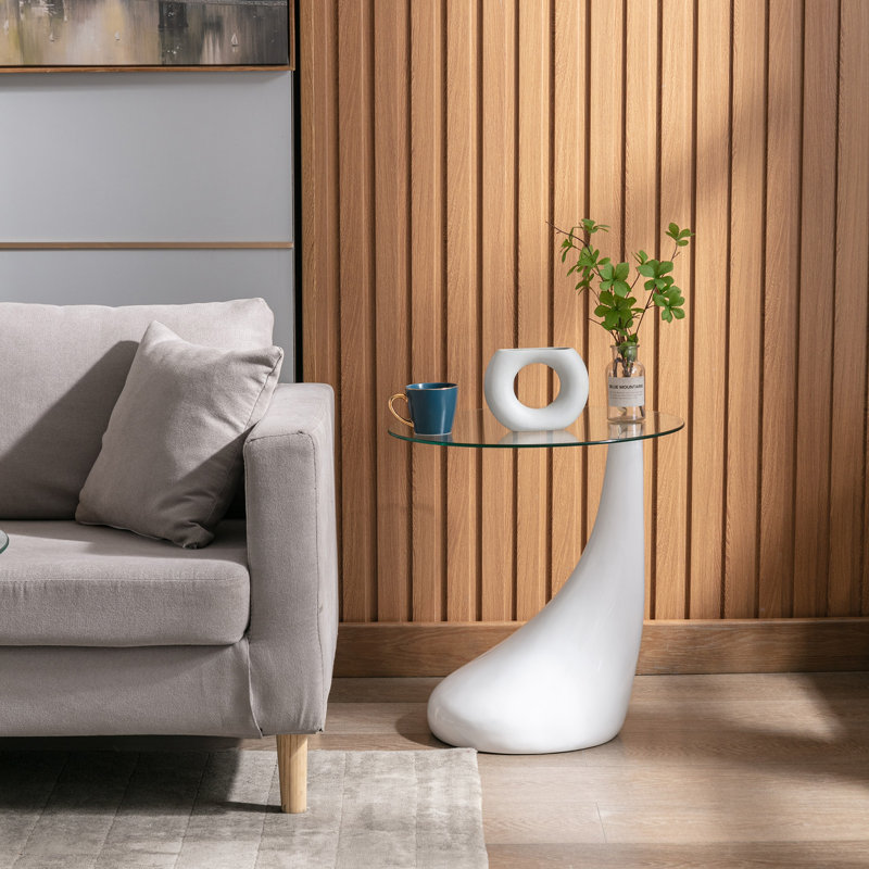 Table de bout en verre Artidiello, Blanc