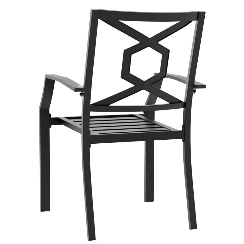 Ensemble de chaises d'extérieur 2 pièces, structure en fer résistant aux intempéries, finition thermolaquée pour le patio, noir