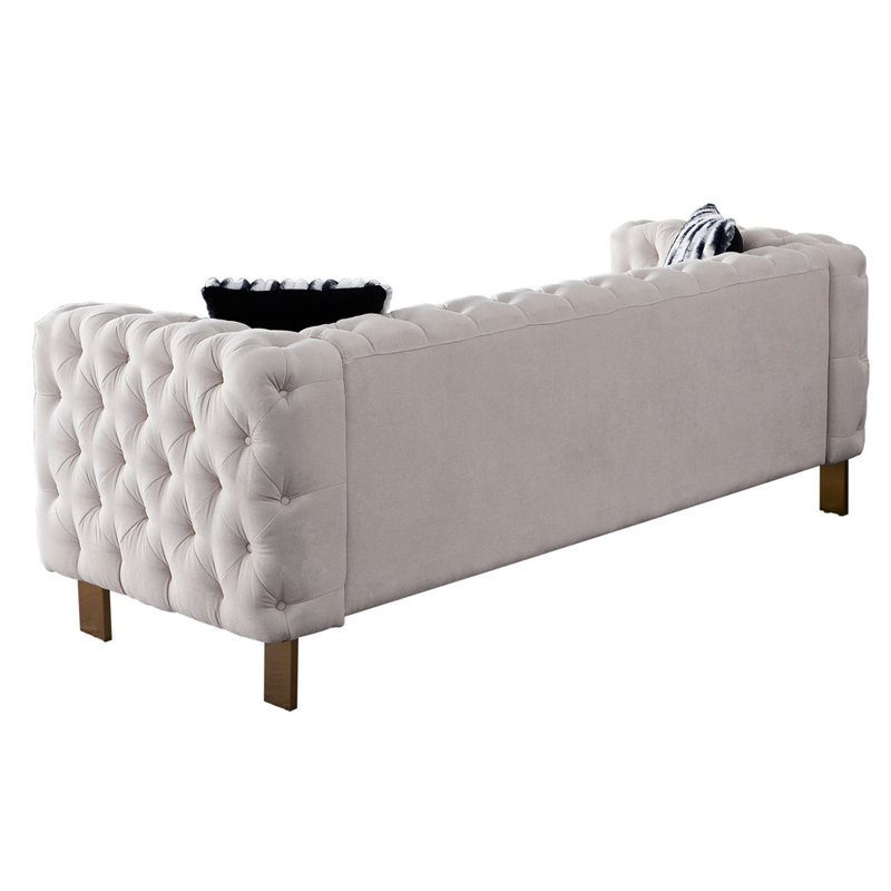 Velours, Velours beige, H 29,13 po x l 84,25 po x P 30,7 po