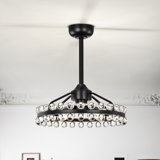 Jackeline 20.8'' 7 - Blade Crystal Ceiling Fan with Remote and Light Kit