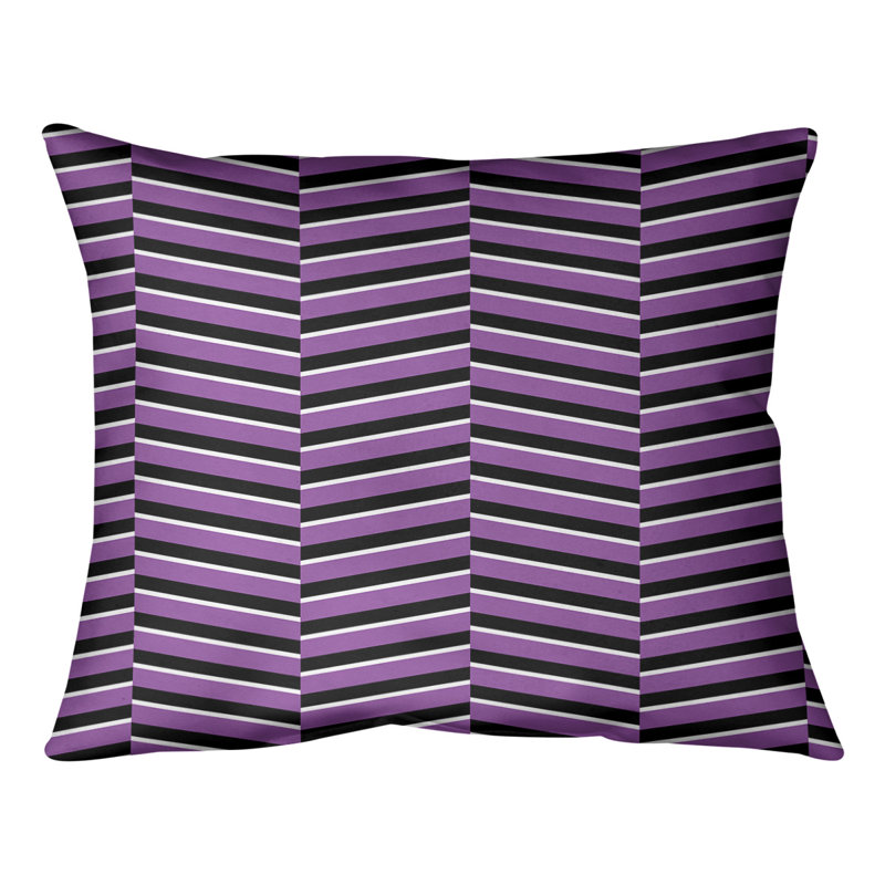 Coussin lombaire à rayures fracturées, H 10 po x l 14 po, Violet, Duvet / Plumes