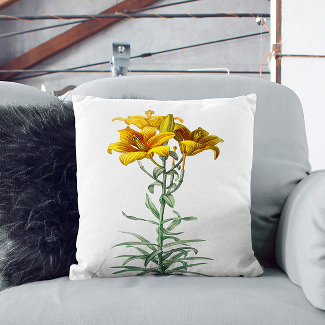 Fire Lily Flowers by Pierre-Joseph Redoute Cushion with Filling