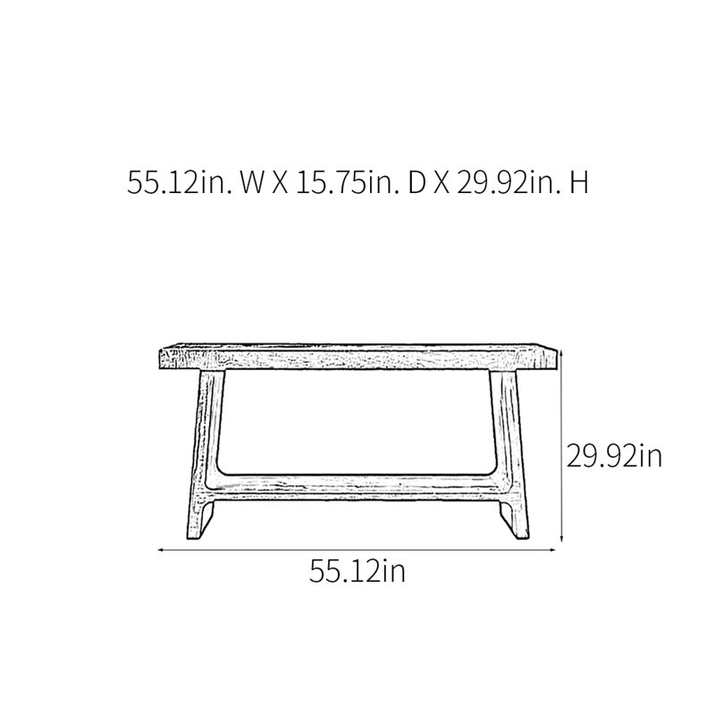 Console campagne rétro, 29.92" H x 55.12" W x 15.75" D