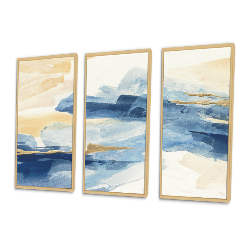 Metallic Gold Indigo II - ensemble d'art moderne sur toile encadrée moderne et contemporain