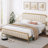 Upholstered Platform Bed with Velvet Headboard-548062663-621628382