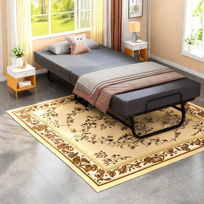 Portable Beds, 75 Inch Memory Foam Steel Modern Folding Bed for Small Home