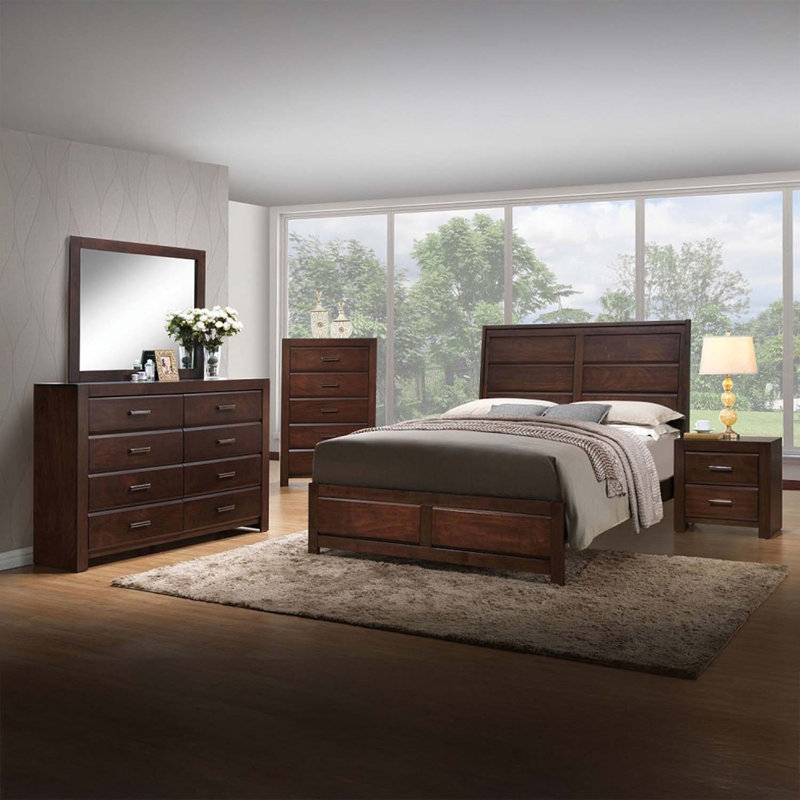 Commode 8 tiroirs Oberreit, finition noyer