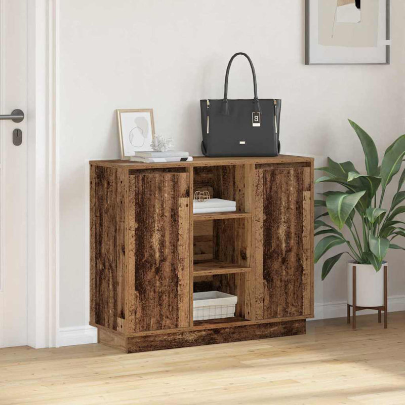 LED Sideboard with LED Strip Lights Engineered Wood Modern Storage Home, Brown