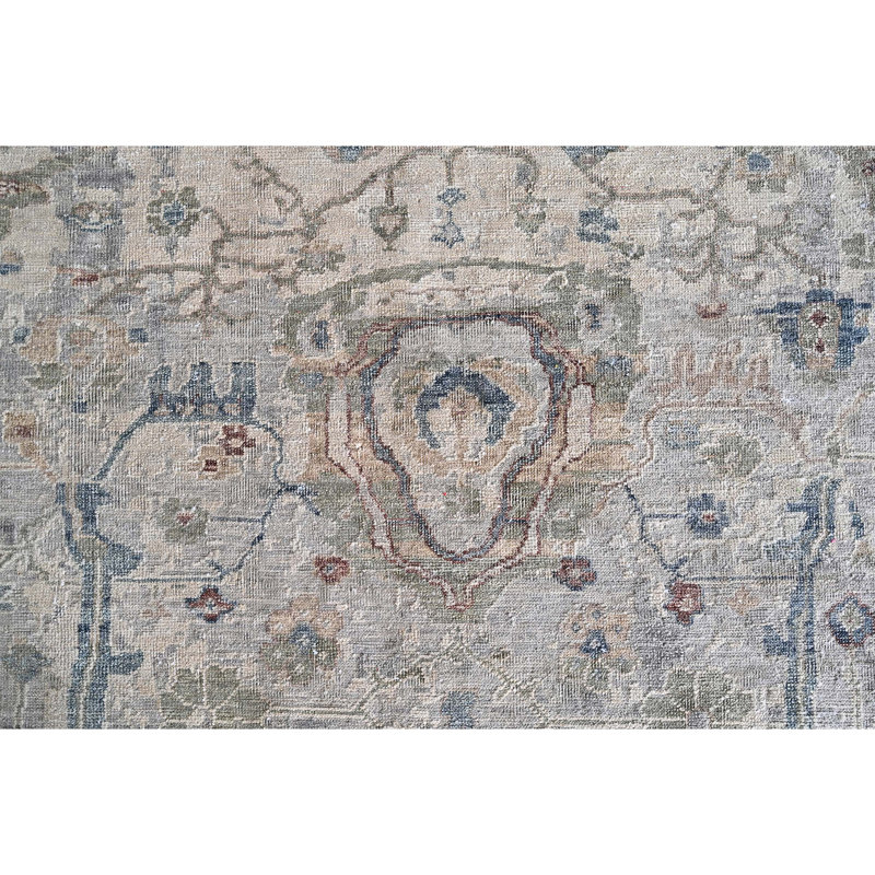 Tapis sable et gris clair de haute qualité noué à la main, Rectangle 9 pi x 12 pi