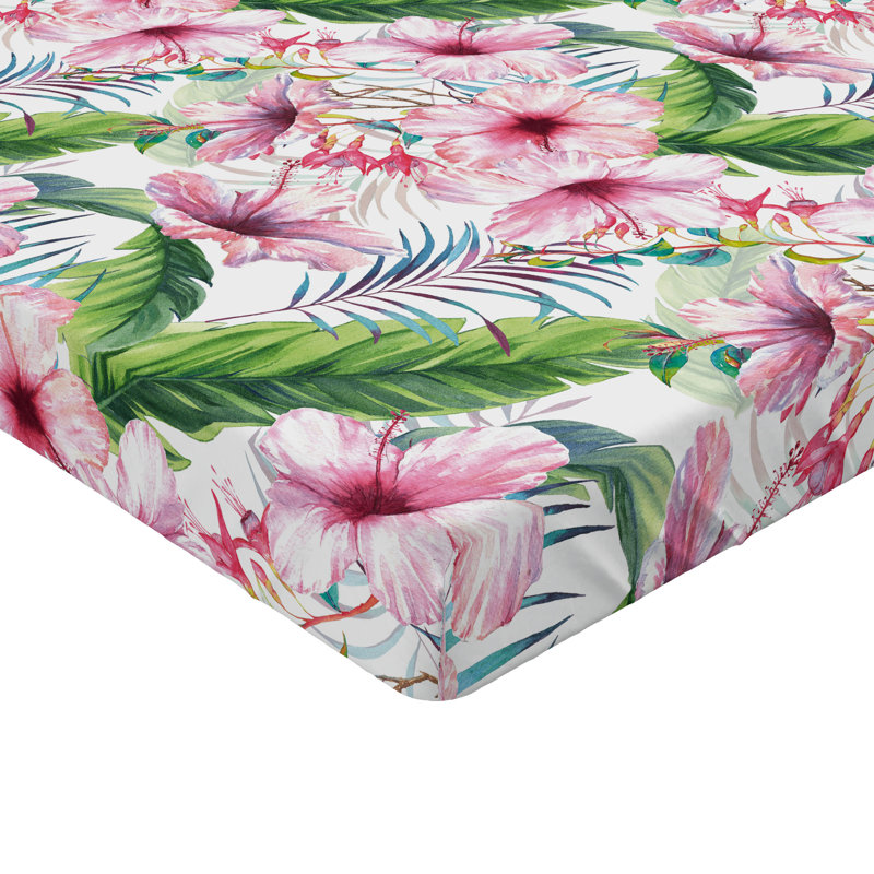 Drap-housse Ambesonne Hibiscus Exotics Feel Flowers, Drap-housse très grand californien
