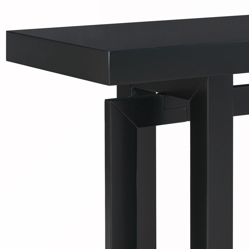 Console très longue avec plateau en bois, Noir, Noir, noir, noir, noir