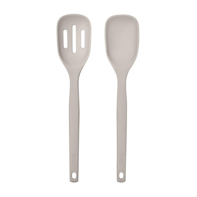 Ensemble de 2 cuillères à mélanger en silicone Tovolo Elements pour cuisson antiadhésive, gris chaud