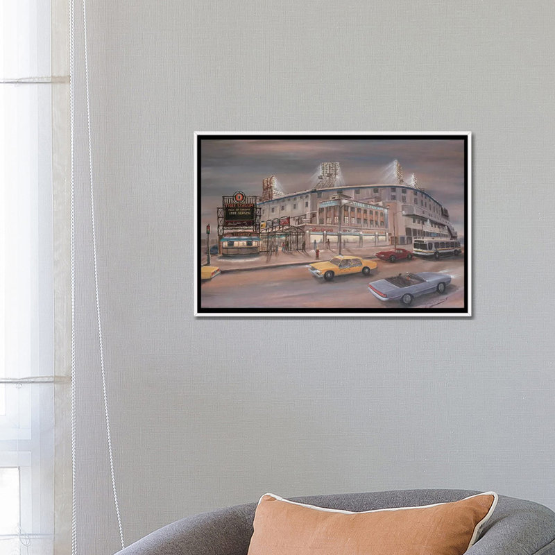 «Tiger Stadium» par Jim Williams - reproduction d'art, H 18 po x l 26 po x P 1,5 po, Toile blanche encadrée