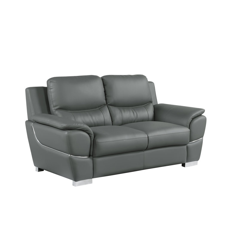 Genuine Leather Loveseat, Gray