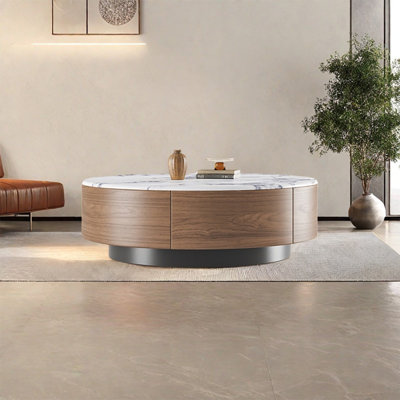 Table basse ronde en pierre micro-cristalline