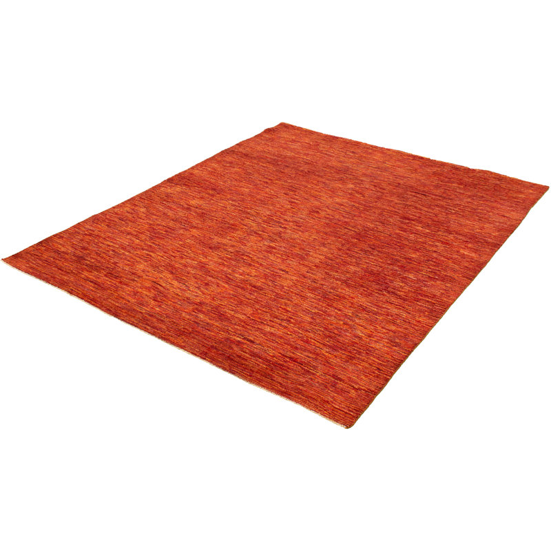 Tapis décoratif en laine rouge de conception unique 7 pi 10 po x 9 pi 6 po noué à la main New Age Gabbeh