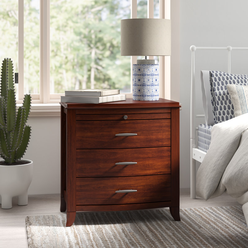 Louissaint 66cm W Solid Wood Bedside Table, Cinnamon
