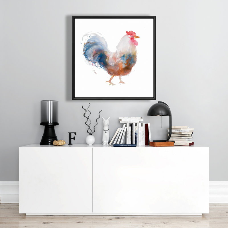 Aquarelle sur toile coq | Art animalier encadré