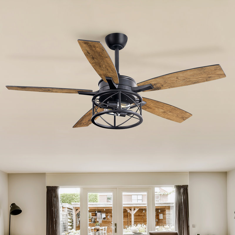 Ventilateur de plafond en bois de 52 po avec ensemble d'éclairage et télécommande inclus