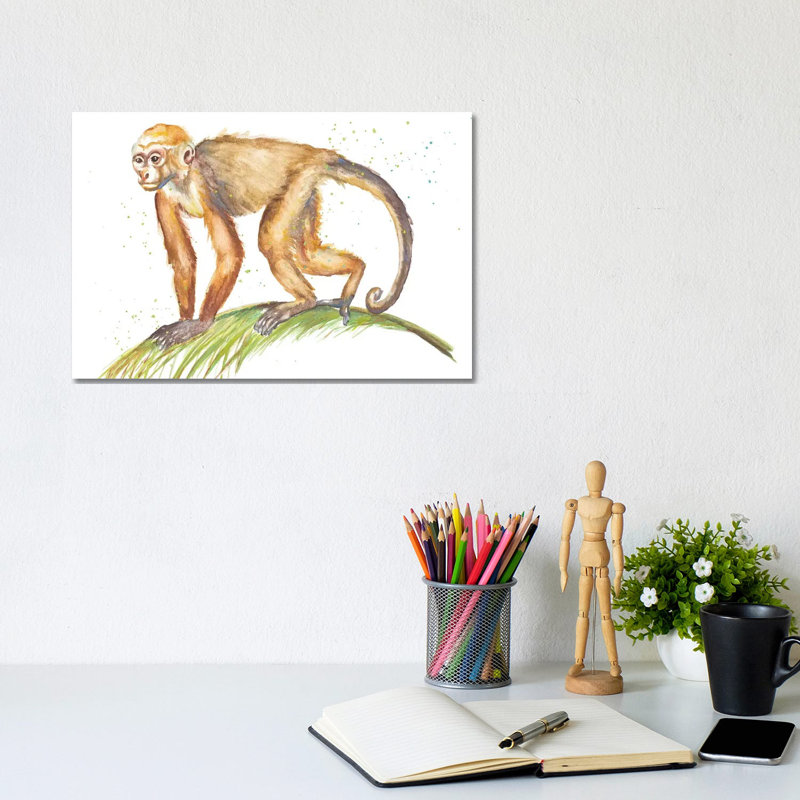 Monkeys In The Jungle II by Patricia Pinto - Wrapped Canvas Painting, 20.32 cm H x 30.48 cm W