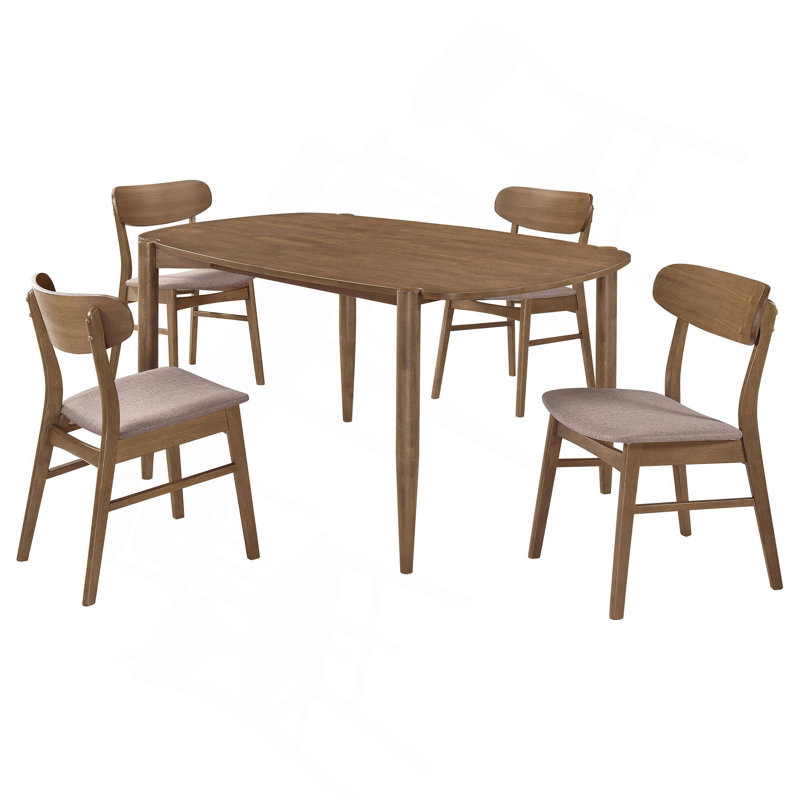 Ensemble de salle à manger en bois de noyer massif, 5 pièces: table, 4 chaises