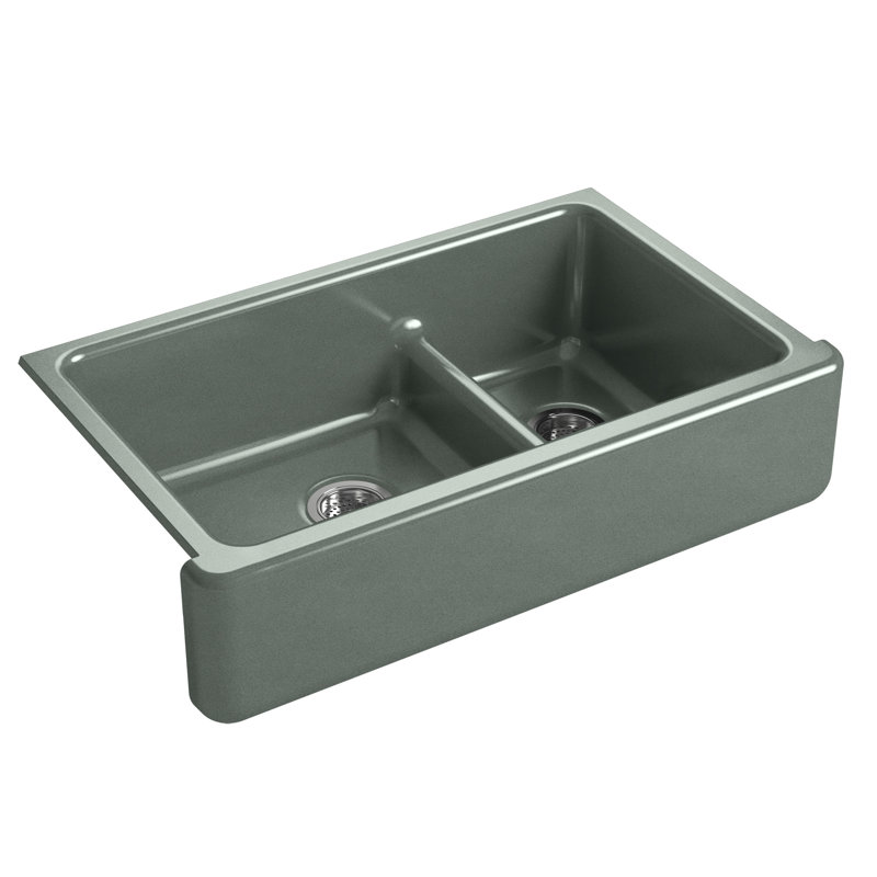 Whitehaven 36" L x 22" W Double Basin Farmhouse Kitchen Sink, Basalt
