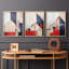 Ensemble de 3 reproductions de giclées encadrées, grange Americana, série XXIII - prêt à être accroché-107257496-107257494