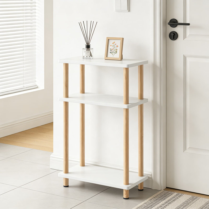 Table d'appoint étroite à 3 niveaux avec tablettes de rangement, table de bout mince pour les petits espaces, table d'appoint multifonctionnelle pour le salon, la chambre à coucher, le vestibule et la maison de campagne