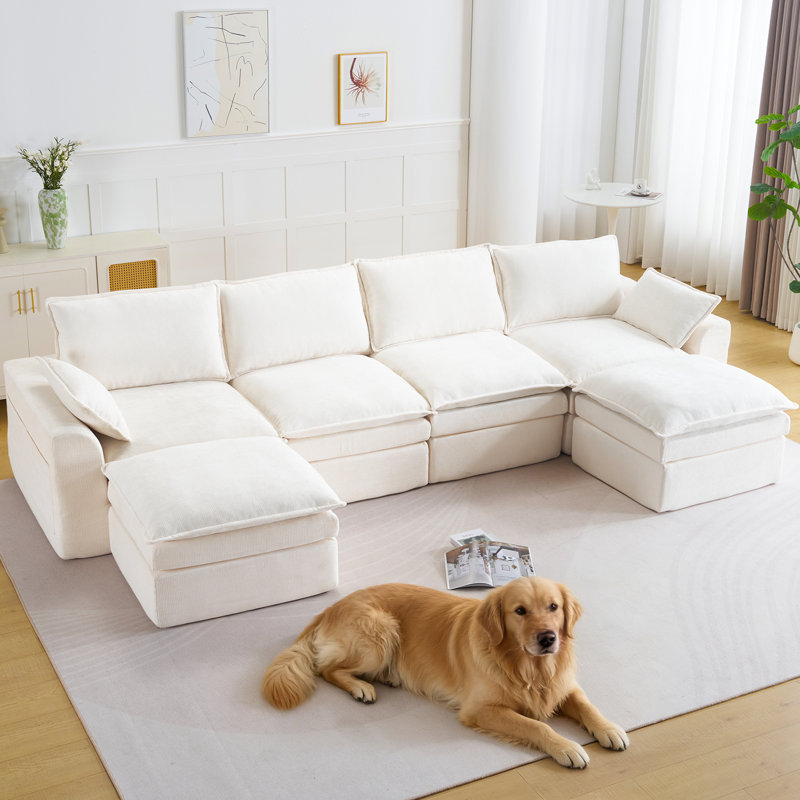 Ensemble de canapé modulaire: Très grand canapé sans cadre en forme de U avec repose-pieds, aucun assemblage requis, U-Shaped