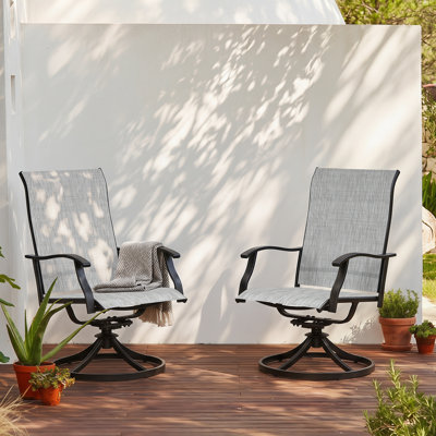 Outdoor  Patio Swivel Chair Set, Textilene Fabric, Iron Frame
