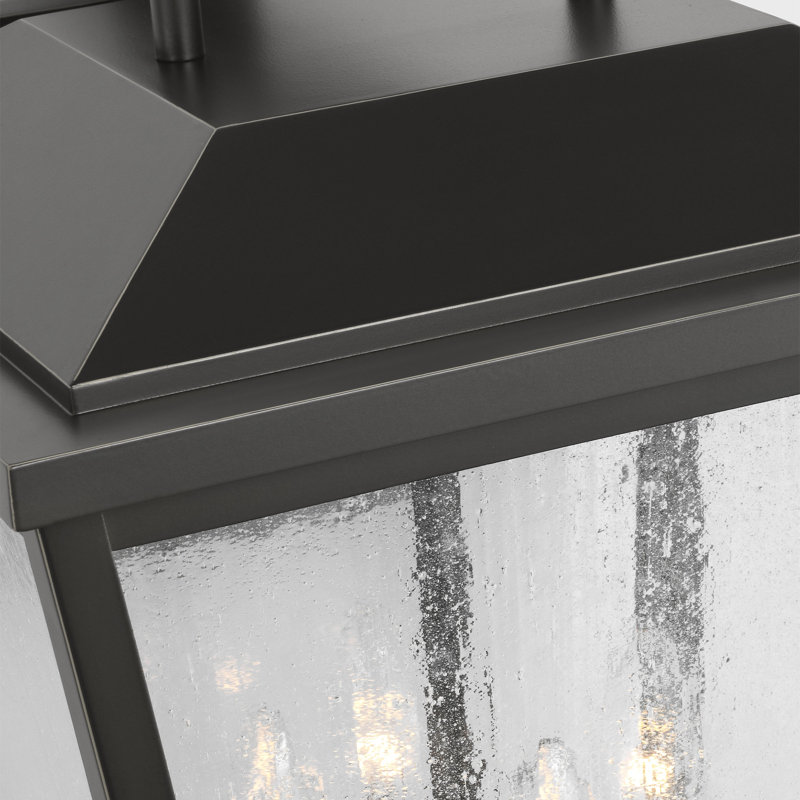 Kennewick Outdoor Fixture With Clear Seeded Shade, Antique Bronze, 19" H x 12.5" W x 14" D, 4 Lights