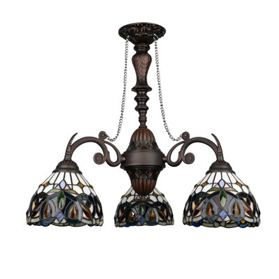 Mini-lustre 3 lumières à finition bronze foncé de style victorien CHLOE Lighting 24 po de large Victorian