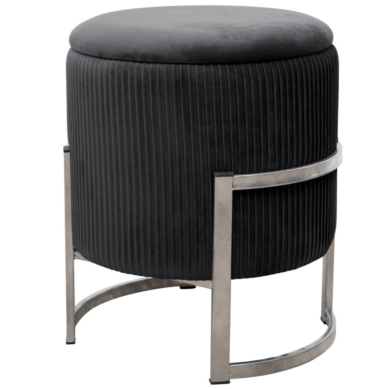 Afanasie 40cm Wide Velvet Tufted Circle Pouffe Ottoman with Storage