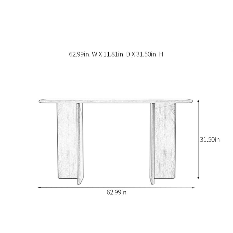 Console Minimalist, Naturel, H 31,5 po x l 62,99 po x P 11,81 po