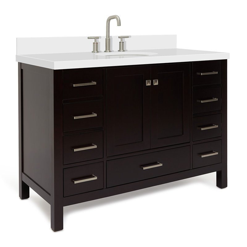 Ensemble de meuble-lavabo simple 43 po Cambridge, Espresso / nickel brossé, 49"