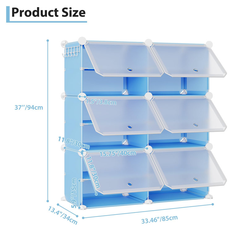 24 Pair Shoe Storage Cabinet, Blue