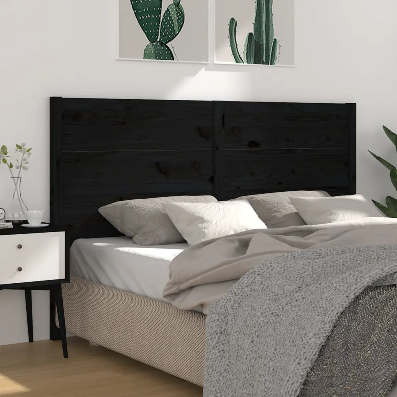 Manseau Solid Wood Headboard, Black, Double (4'2)