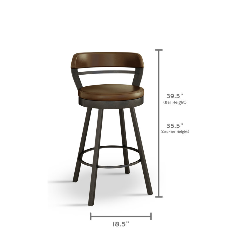 Neufeld Swivel Upholstered Counter Stool with Metal Frame, Dark Brown, Bar Stool (30" Seat Height