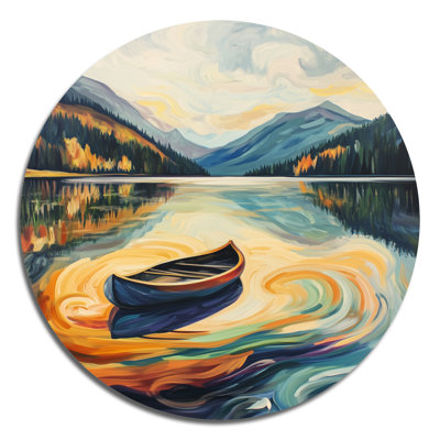 Canoe Valley Swirl Lake - Mountains River Large Round Metal Wall Art