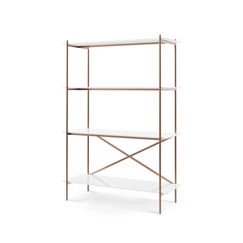 Gov 173.2 cm H x 120 cm W Stainless Steel Etagere Bookcase, White