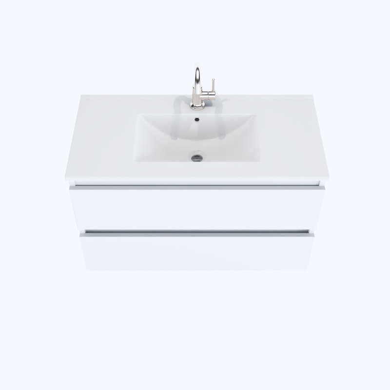 Salt 36'' Single Bathroom Vanity with Resin Top, White