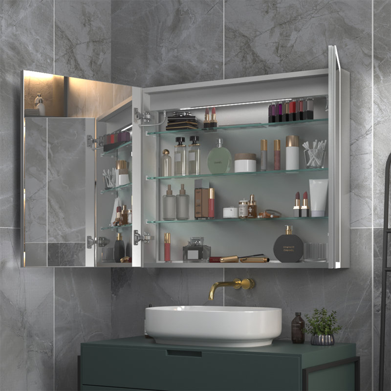 Seese 36'' W 30'' H Frameless LED Medicine Cabinet with Mirror and 3 Adjustable Shelves