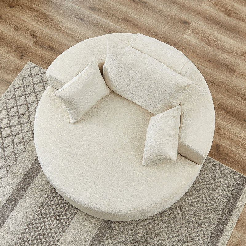 Sponge Single Sofa,fluffy Modern Sleeper Chair, 35" H x 55" W x 55" D Duplicate, Beige Chenille