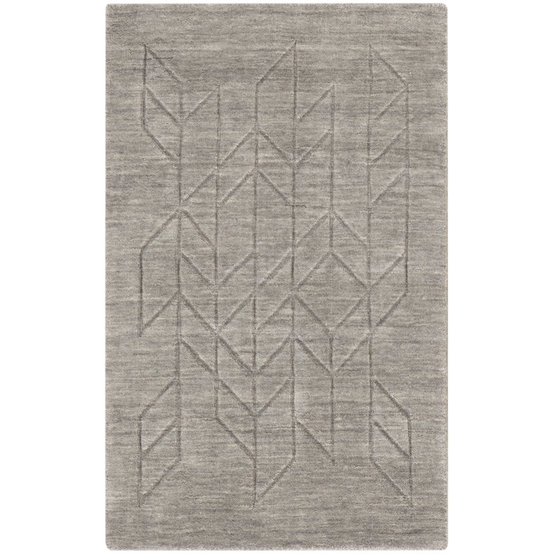 Mihira Geometric Wool Hand Woven Area Rug, Rectangle 61 x 91cm